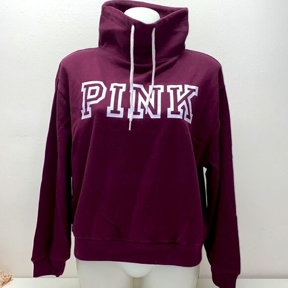 🔥VICTORIA SECRET PINK SWEATER LOGO BURGUNDY WOMENS GIRLS sz xs(fit a small )New - Picture 1 of 6